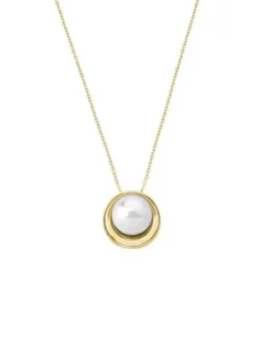 Pendants With Chain|Majorica Golden Silver Margot Necklace With An Embedded Round Pearl