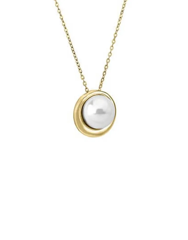 Pendants With Chain|Majorica Golden Silver Margot Necklace With An Embedded Round Pearl
