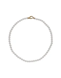 Long Pearl Necklaces|Majorica Golden Silver Necklace Lyra 7Mm 45Cm