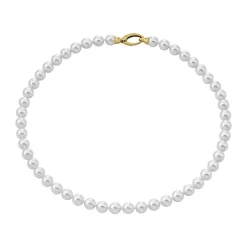 Long Pearl Necklaces|Majorica Golden Silver Necklace Lyra 8Mm 45Cm