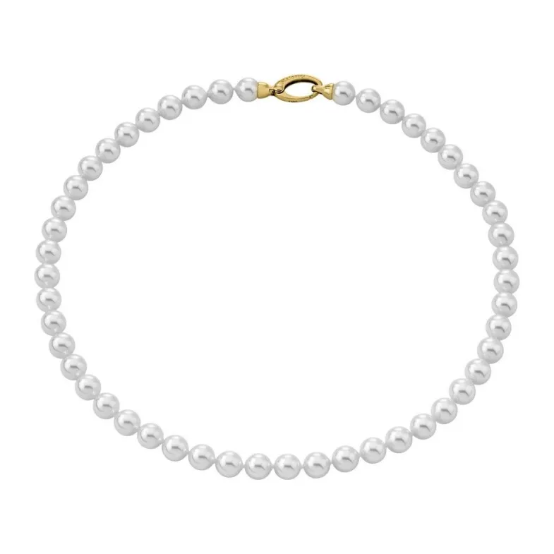 Long Pearl Necklaces|Majorica Golden Silver Necklace Lyra 8Mm 45Cm