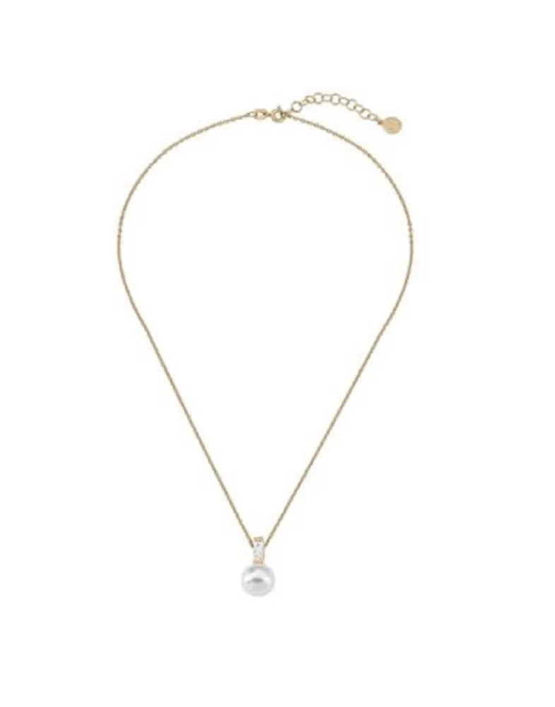 Pendants With Chain|Majorica Golden Silver Pendant Selene With 10Mm White Pearl And Zircons