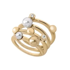 Gold Rings|Majorica Golden Silver Ring Cercle