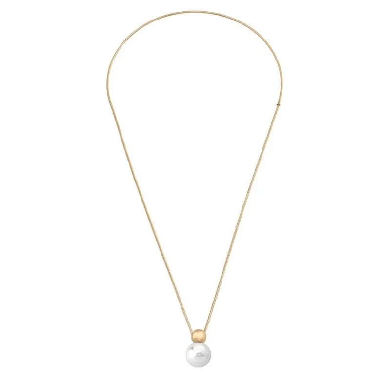 Pearl Chain Necklaces|Majorica Golden Steel Long Necklace Aura