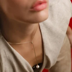 Pearl Chain Necklaces|Majorica Golden Steel Short Necklace Aura