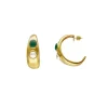 Pearl Hoop Earrings|Majorica Gold Feme Big Hoop Earrings With Pearls And Green Agates