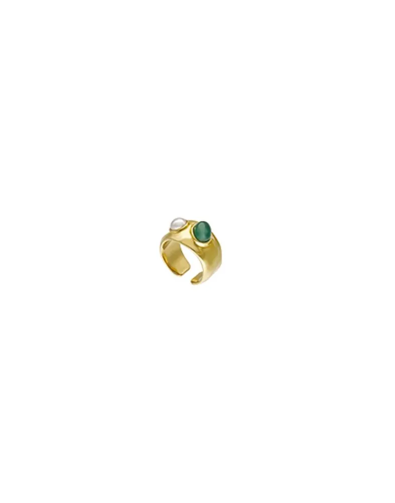 Ear Cuffs|Majorica Gold Feme Earcuff With White Pearl And Green Agate