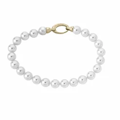Golden Bracelets|Majorica Gold Plated Bracelet Lyra 6Mm White Pearls