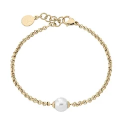 Chain Bracelets|Majorica Gold Plated Chain Bracelet Nuada In Steel And White Pearl