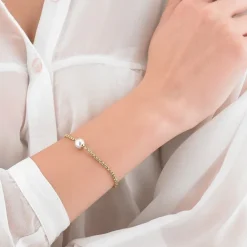 Chain Bracelets|Majorica Gold Plated Chain Bracelet Nuada In Steel And White Pearl