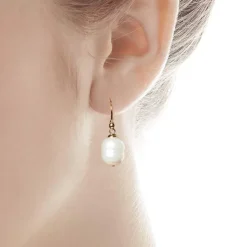 Pearl Drop Earrings|Majorica Gold Plated Earrings Agora With 12Mm White Pearl