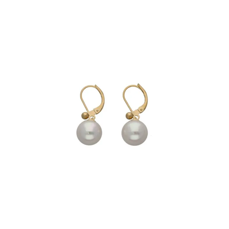 Pearl Drop Earrings|Majorica Gold Plated Earrings Nuada With 10Mm White Pearl French Clasp