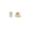 Tu & Yo Earrings|Majorica Gold Plated Earrings Selene With 8Mm White Pearl And Zircons