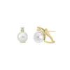 Tu & Yo Earrings|Majorica Gold Plated Earrings Selene With 10Mm White Pearl And Zircons