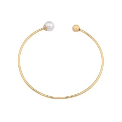 Bangle Bracelets|Majorica Gold Plated Large Bracelet Aura With White Pearl