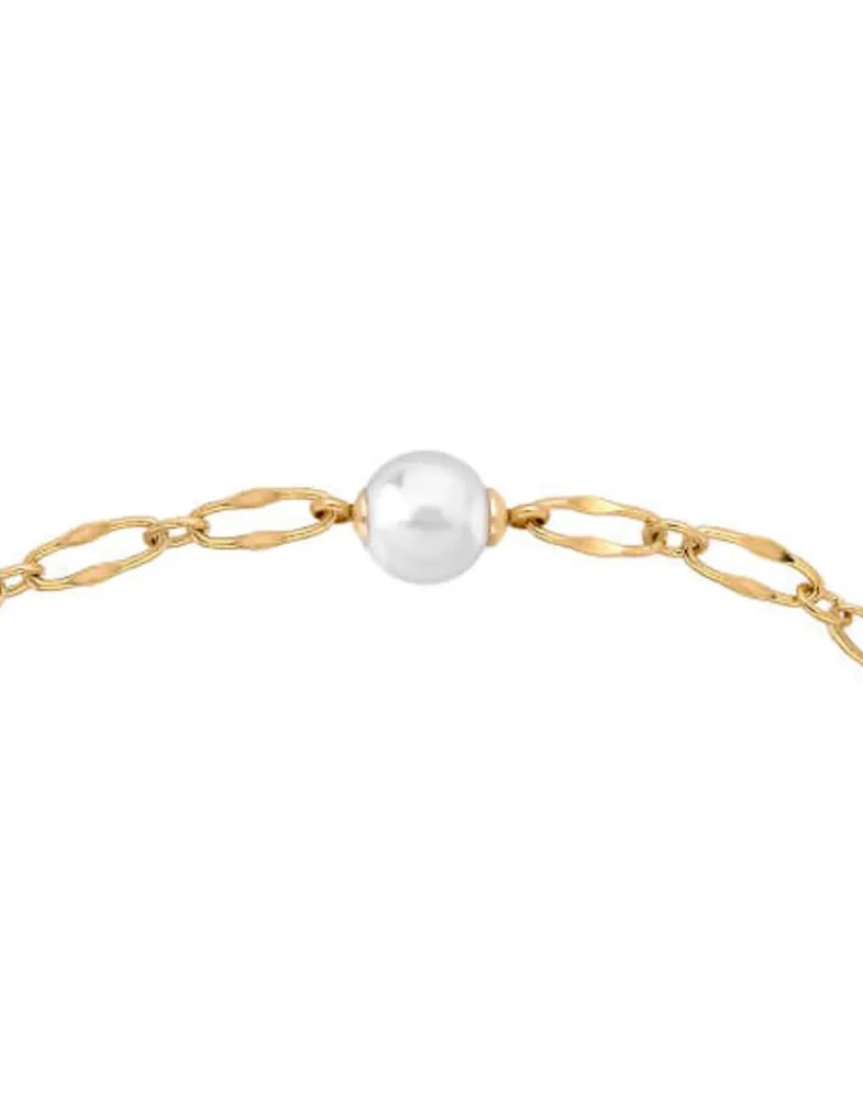 Chain Bracelets|Majorica Gold Plated Link Bracelet Cies With White Pearl