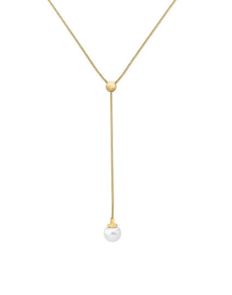 Pearl Chain Necklaces|Majorica Gold Plated Necklace Alba With White Pearl