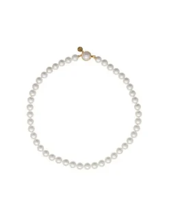 Long Pearl Necklaces|Majorica Gold Plated Necklace Lyra With 8Mm White Pearl 40Cm Tab Lock