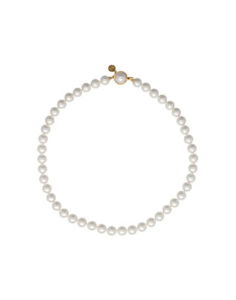 Long Pearl Necklaces|Majorica Gold Plated Necklace Lyra With 8Mm White Pearl 40Cm Tab Lock