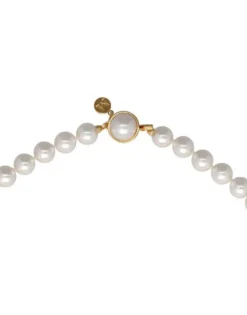 Long Pearl Necklaces|Majorica Gold Plated Necklace Lyra With 8Mm White Pearl 40Cm Tab Lock