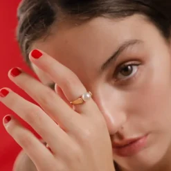 Pearl Engagement Rings|Majorica Gold Plated Nuada With 7Mm White Pearl