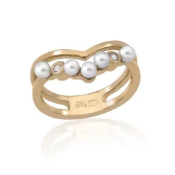 Medium-Sized Rings|Majorica Gold Plated Ring Arabesque