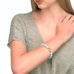 Golden Bracelets|Majorica Gold-Plated Silver Agora Baroque White Pearl Bracelet