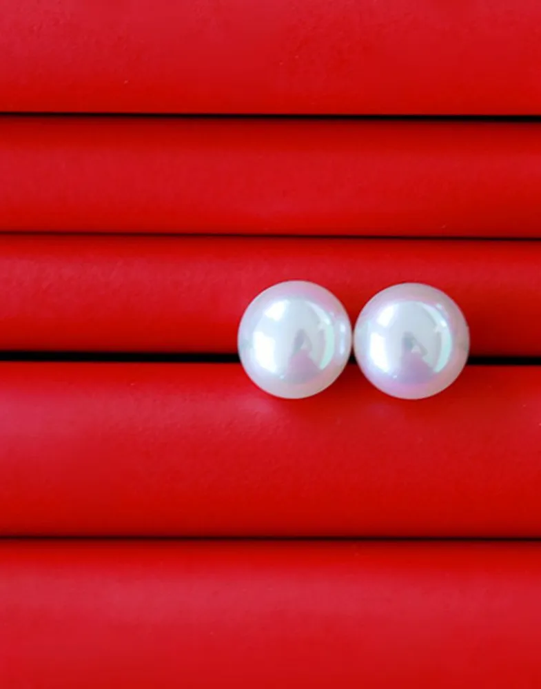 Short Earrings|Majorica Gold-Plated Silver Earrings Nuada With 10Mm White Pearl Flattened Round