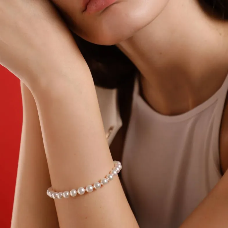 Golden Bracelets|Majorica Gold-Plated Silver Pearl Bracelet Ballet 4Mm