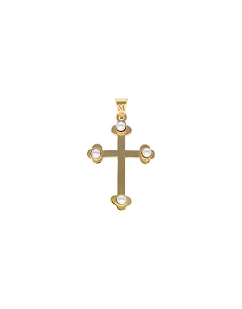 Pendant Chain|Majorica Gold Trinity Cross Pendant With Pearls