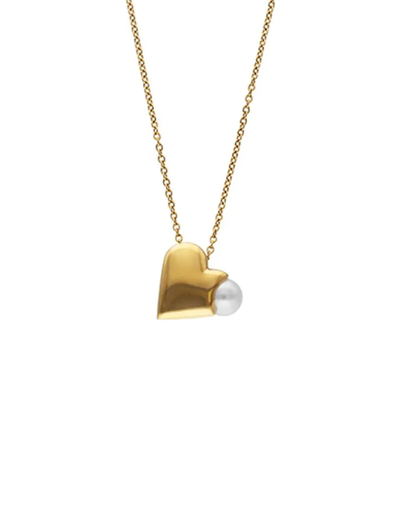 Pendants With Chain|Majorica Heart Pendant Dolce Cuore In Steel And Heart With White Pearl