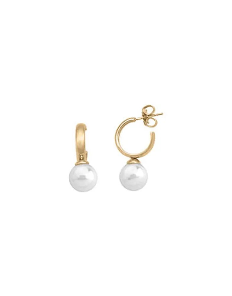 Pearl Hoop Earrings|Majorica Hoop Earrings Chara Gold Plated With White Pearl