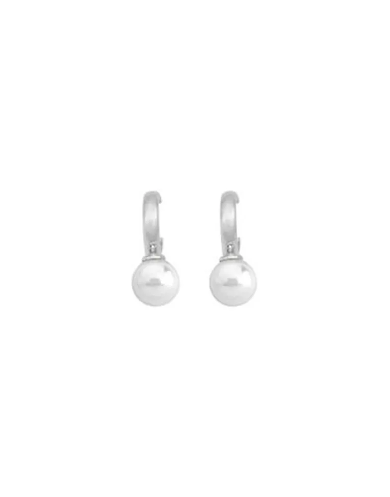 Pearl Hoop Earrings|Majorica Hoop Earrings Chara In Silver With White Pearl