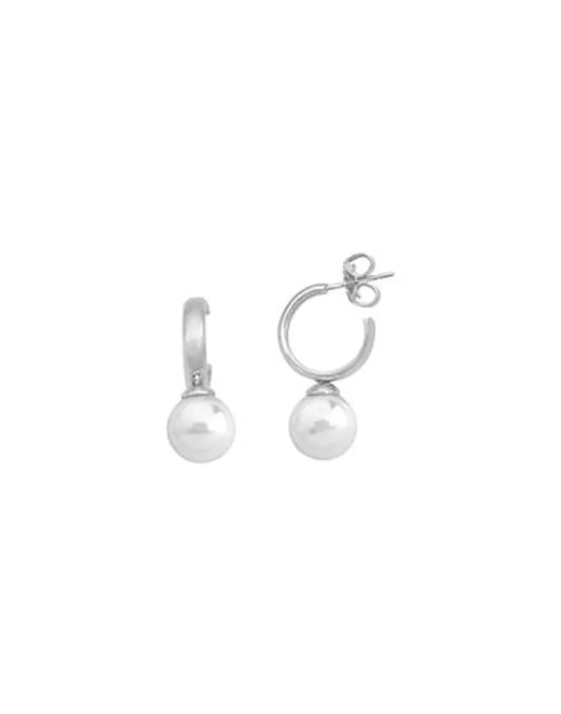 Pearl Hoop Earrings|Majorica Hoop Earrings Chara In Silver With White Pearl