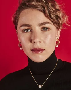 Pearl Hoop Earrings|Majorica Juno Medium Hoop Earrings In Gold Steel And Pearl