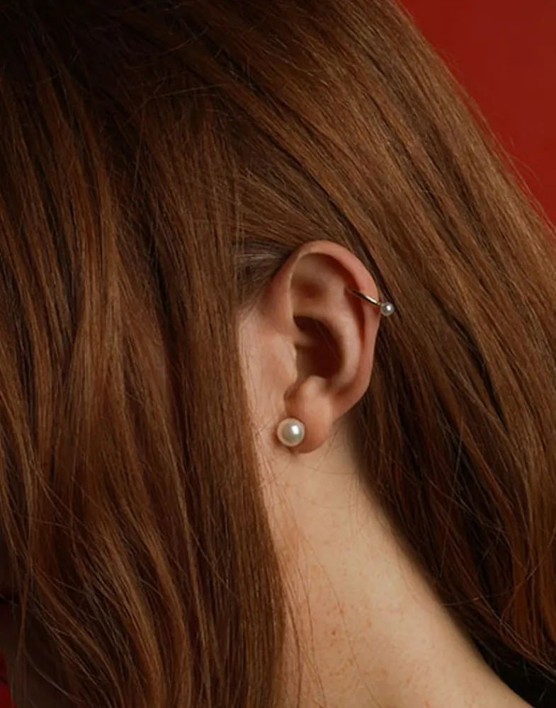 Ear Cuffs|Majorica Kea Gold Earcuff Earring With Round Central Pearl