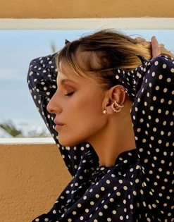 Ear Cuffs|Majorica Kea Gold Earcuff Earring With Round Pearls