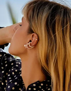 Ear Cuffs|Majorica Kea Gold Earcuff Earring With Round Pearls