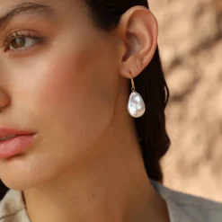 Pearl Drop Earrings|Majorica Keila Earrings With Wild Pearl
