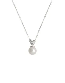 Pendants With Chain|Majorica Kuma White Pearl And Zirconia Pendant