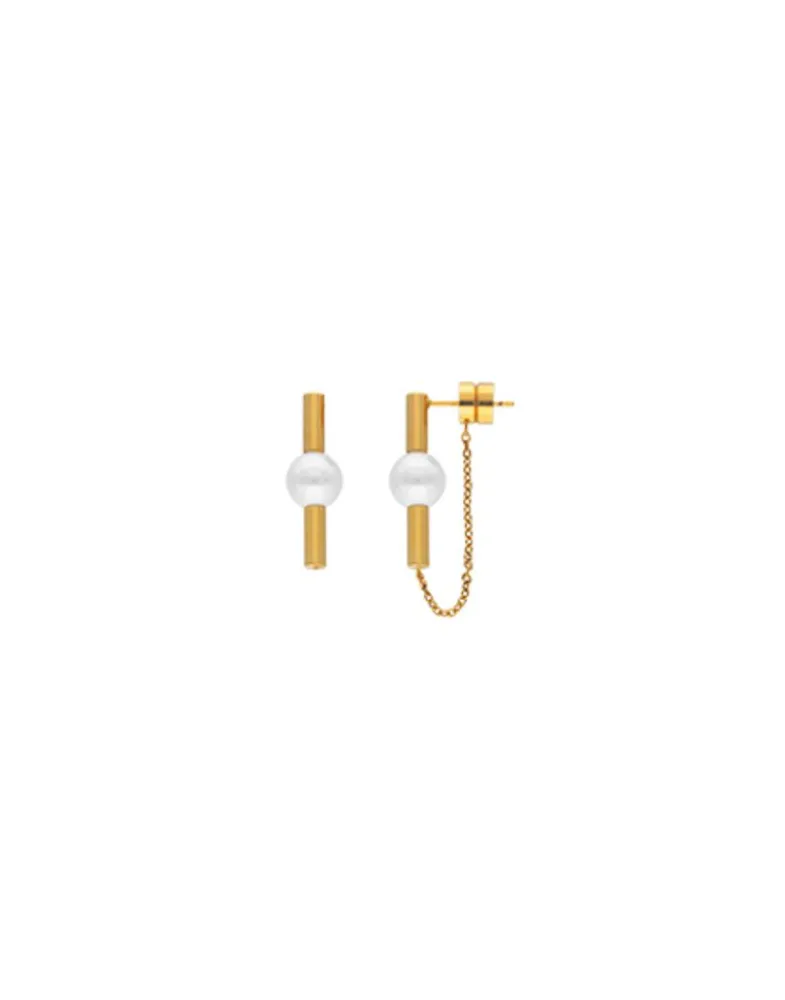 Pearl Drop Earrings|Majorica Lagom Long Earrings In Steel And White Pearl