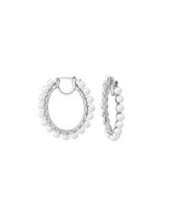 Pearl Hoop Earrings|Majorica Large Hoop Earrings Ada With Pearls