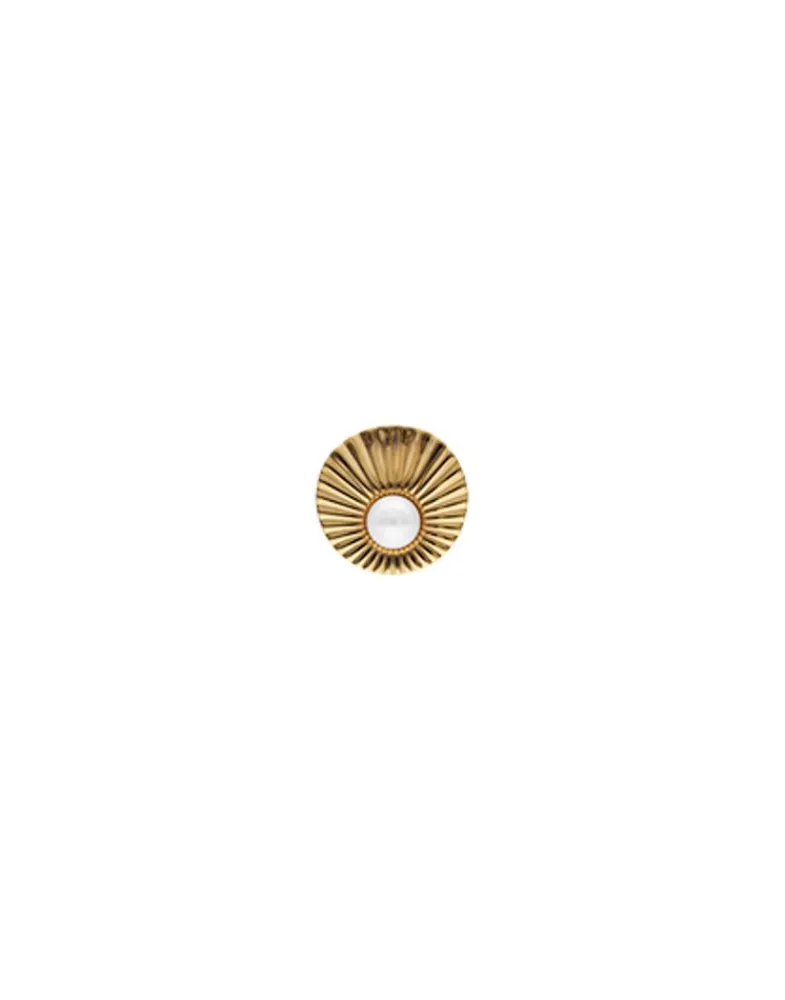 Large Pearl Rings|Majorica Large Le Palm Gold-Steel Ring With White Pearl