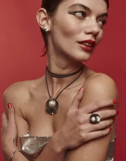 Large Pearl Rings|Majorica Large Le Palm Steel Ring With White Pearl