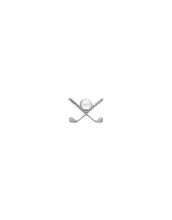 Pins|Majorica Le Club Golf Broach In Steel With A White Half Pearl