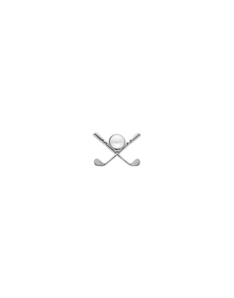 Pins|Majorica Le Club Golf Broach In Steel With A White Half Pearl