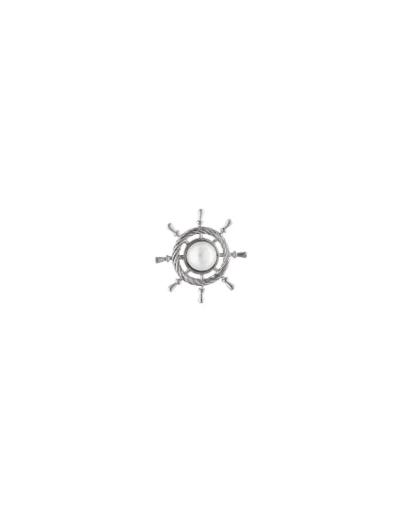 Pins|Majorica Le Club Sailing Broach In Steel With A White Half Pearl