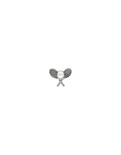 Pins|Majorica Le Club Tennis Broach In Steel With A Half White Pearl