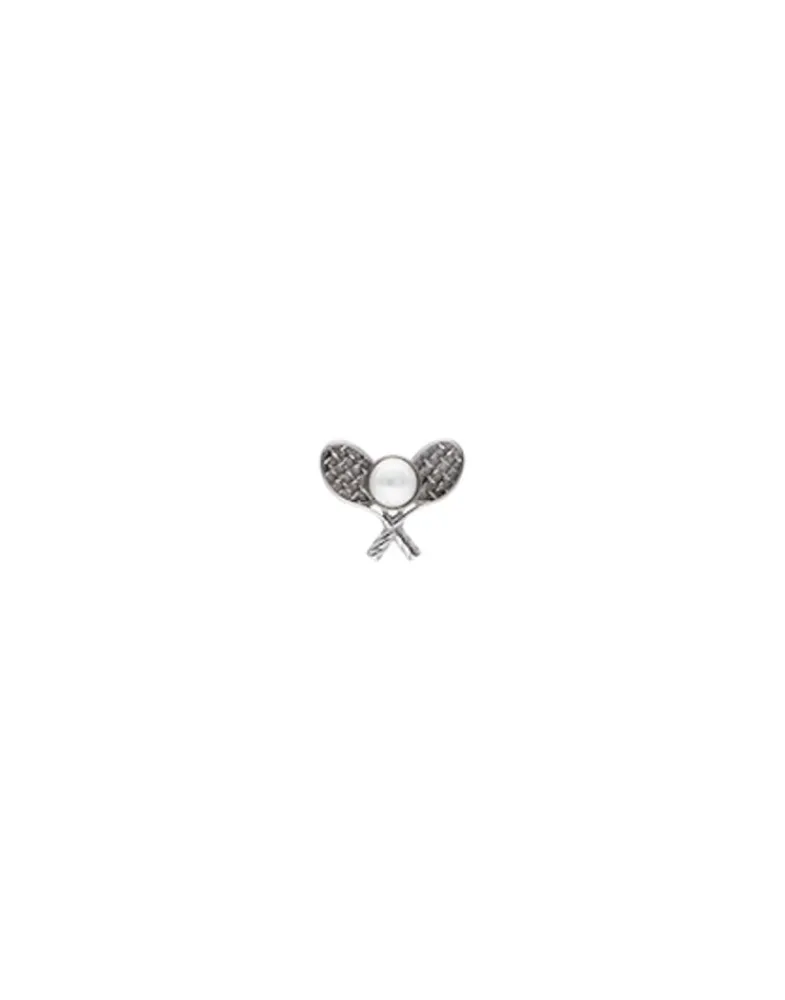 Pins|Majorica Le Club Tennis Broach In Steel With A Half White Pearl
