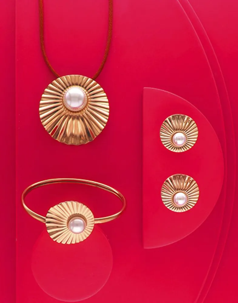 Pendants With Chain|Majorica Le Palm White Pearl Gold-Plated Steel Necklace With Brown Silk Cord